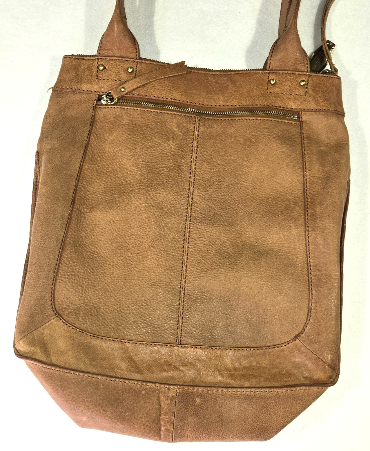Lucky Brand Gwen Leather Suede Sachel Shoulder Bag Brown Patchwork Calf Hair