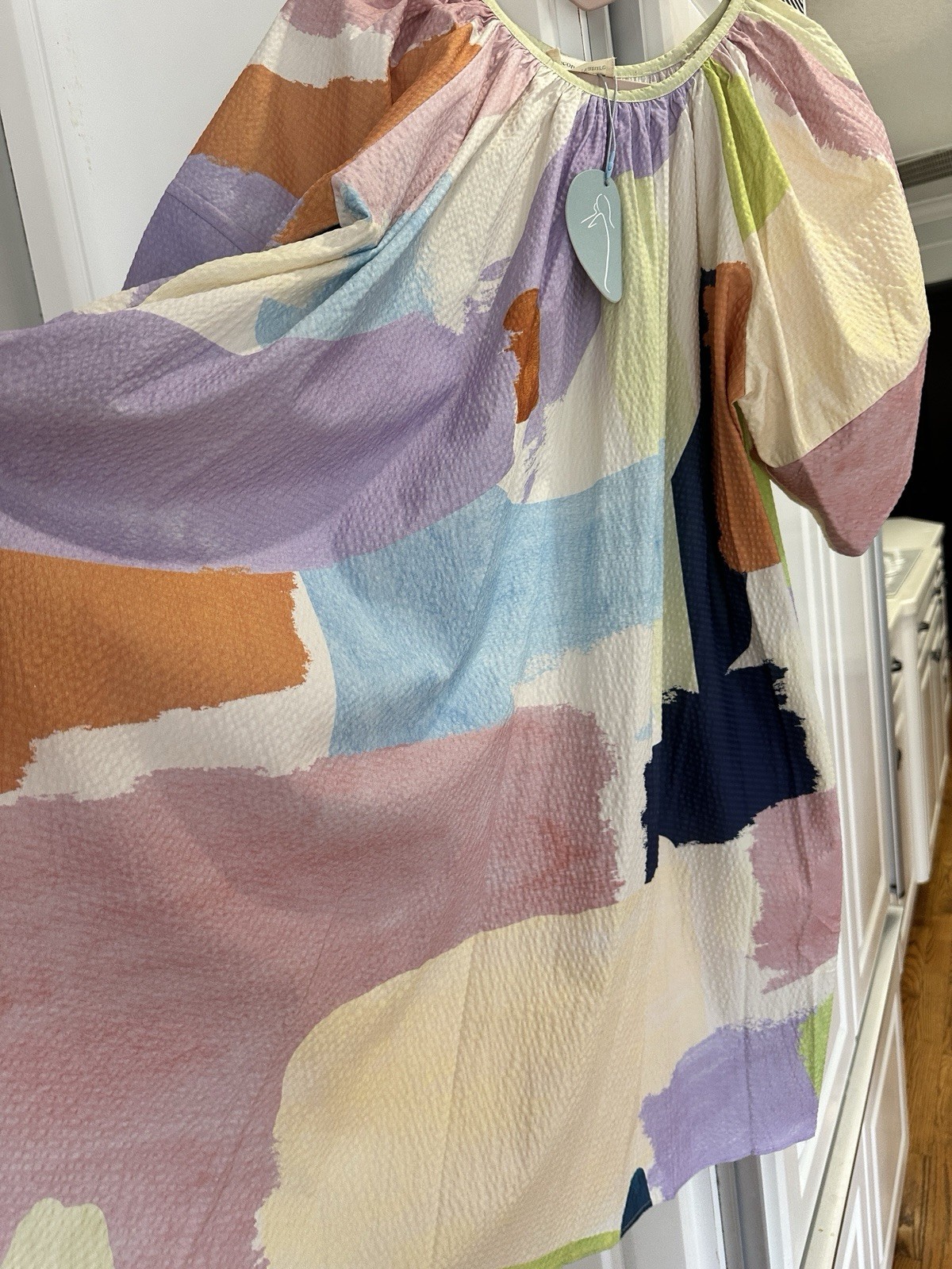 Our Second Nature Lightyear Oversized Puff Sleeve Dress Minimalist Pockets Small
