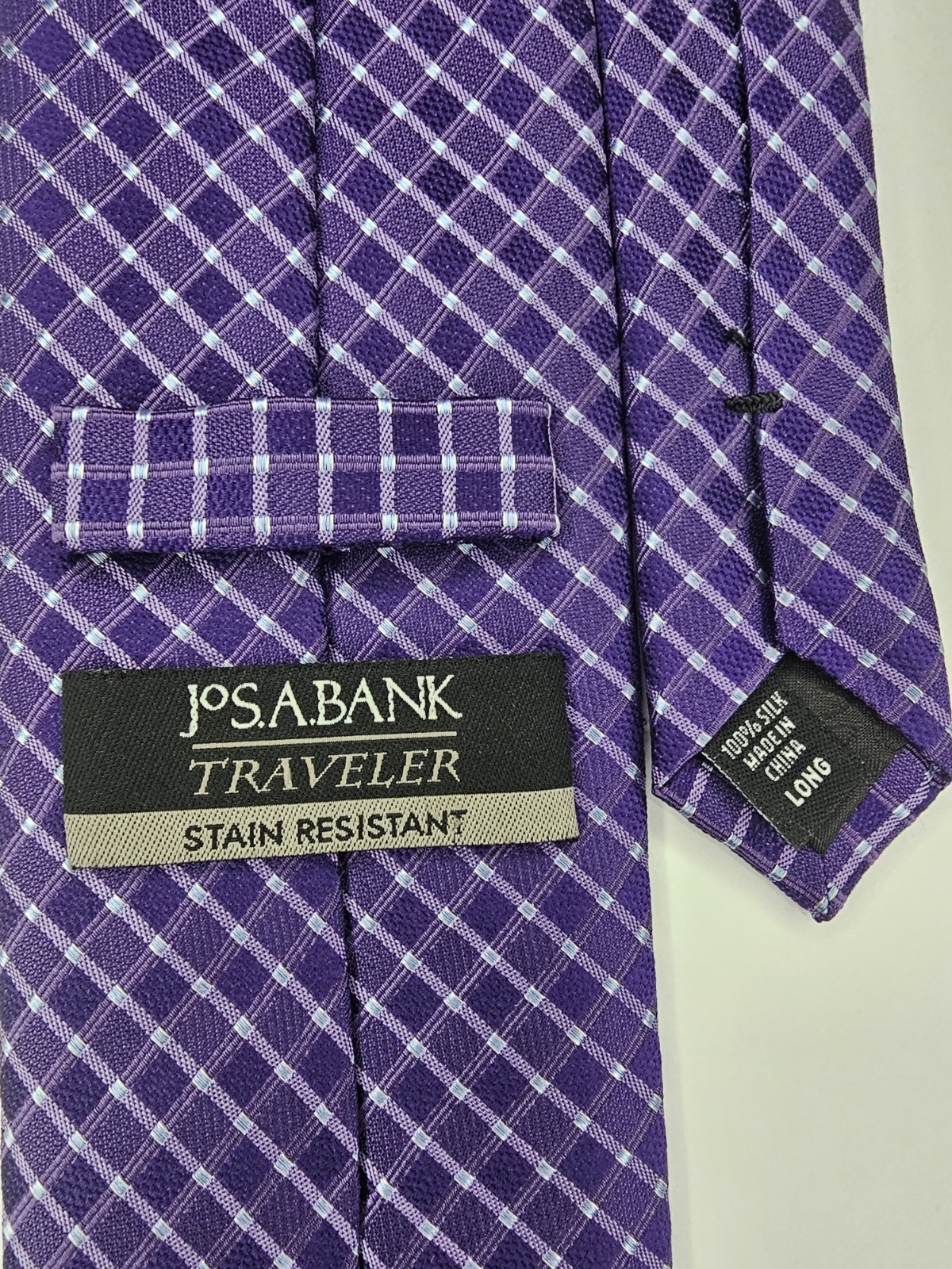 Jos. A Bank Traveler Collection Stain Resistant Tie Purple 100% Silk 64″ Length