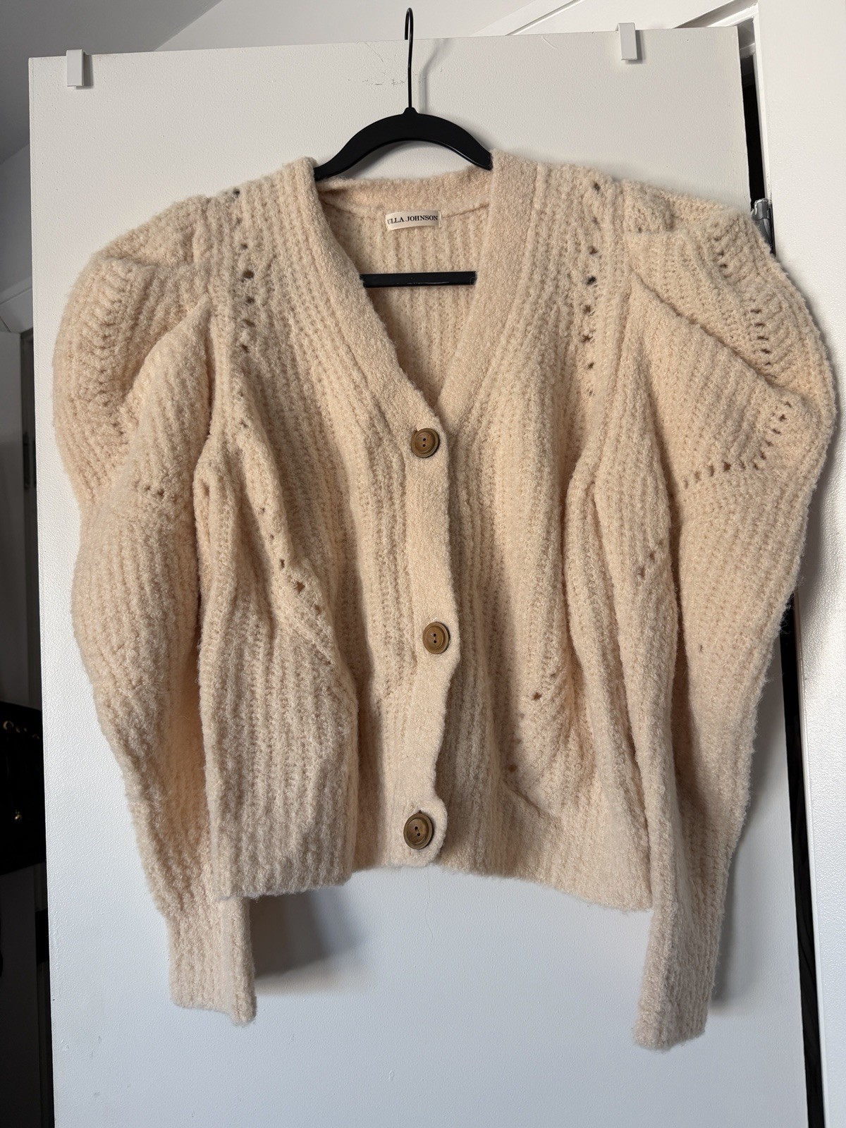 Ulla Johnson Cream Alpalca Blend Emmy Cardigan Sweater XL