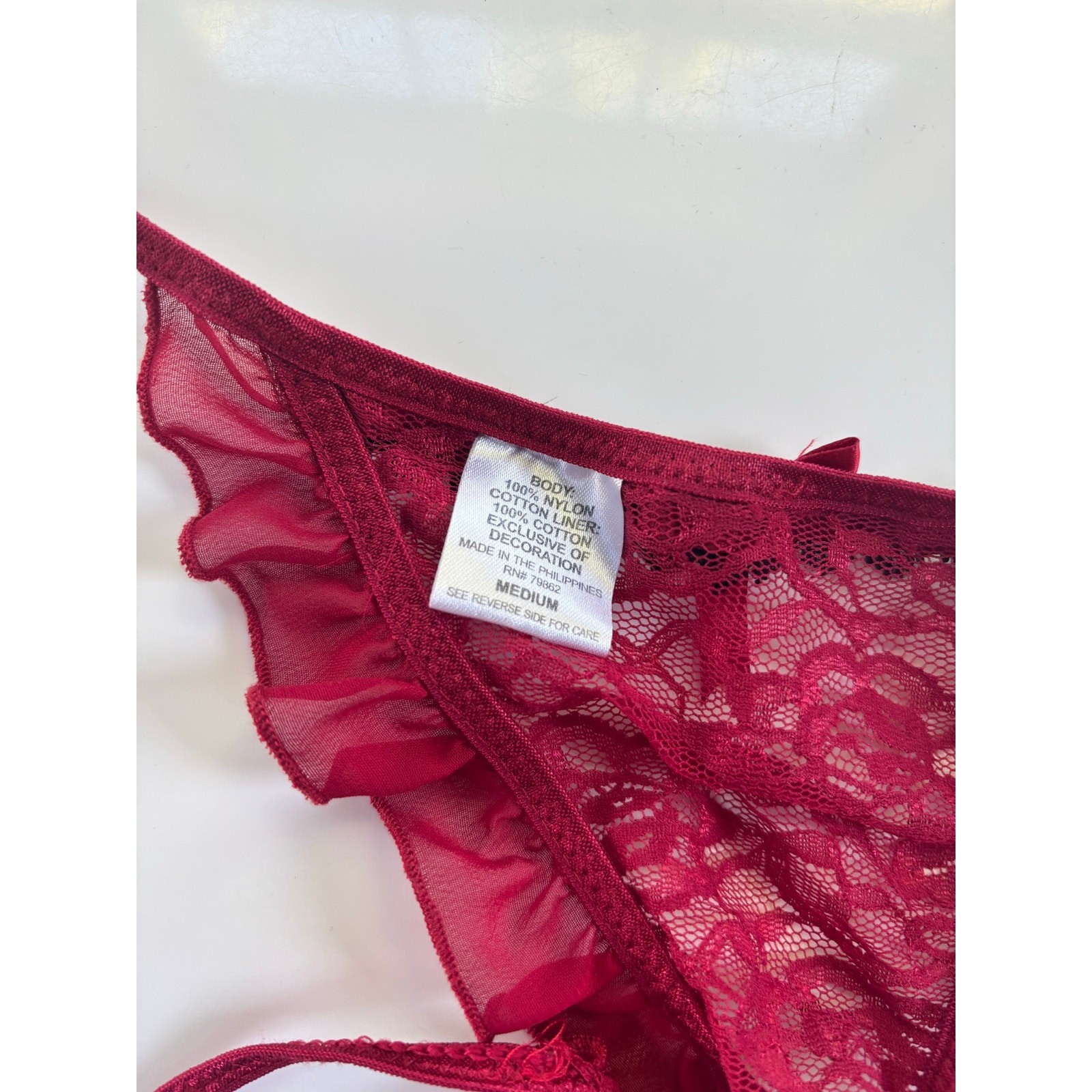 Cinema Etoile Seductive Wear Red & Black Lace Corset & Thong Medium Garter Hooks