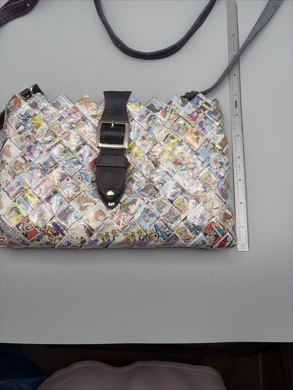 Nahui Ollin Medium Archie Jughead Candy Wrapper Purse Leather Strap Bag OOAK