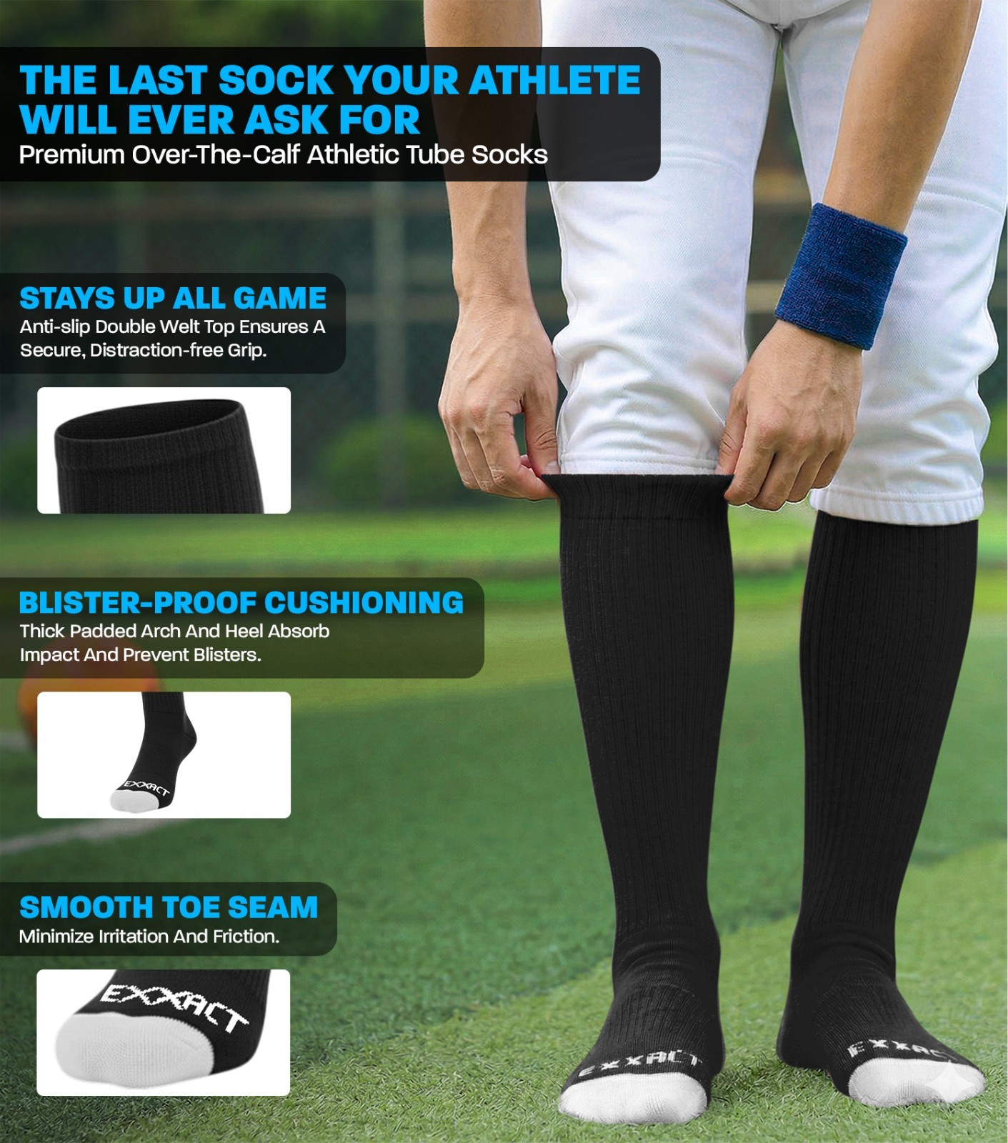 Exxact Sports Baseball Socks Over The Calf Athletic Tube Socks Youth -Adult