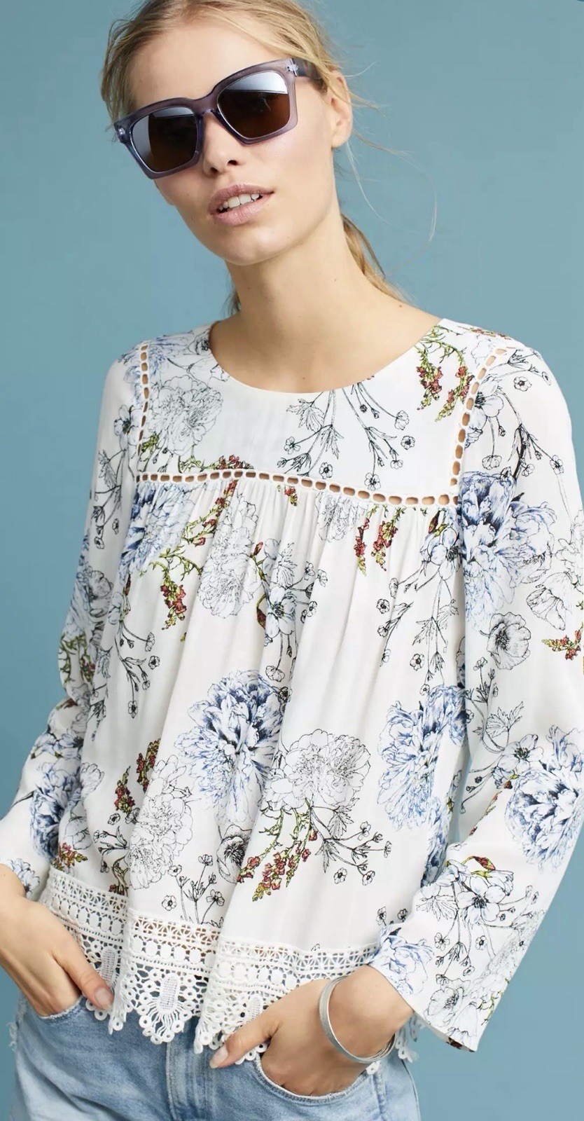Maeve Anthropologie Southern Belle Swing Top Women’s XS Boho Floral Blouse