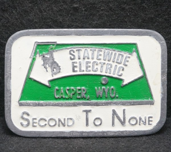 WK23166 VINTAGE 1970s ***STATEWIDE ELECTRIC SECOND TO NONE*** ENERGY BELT BUCKLE