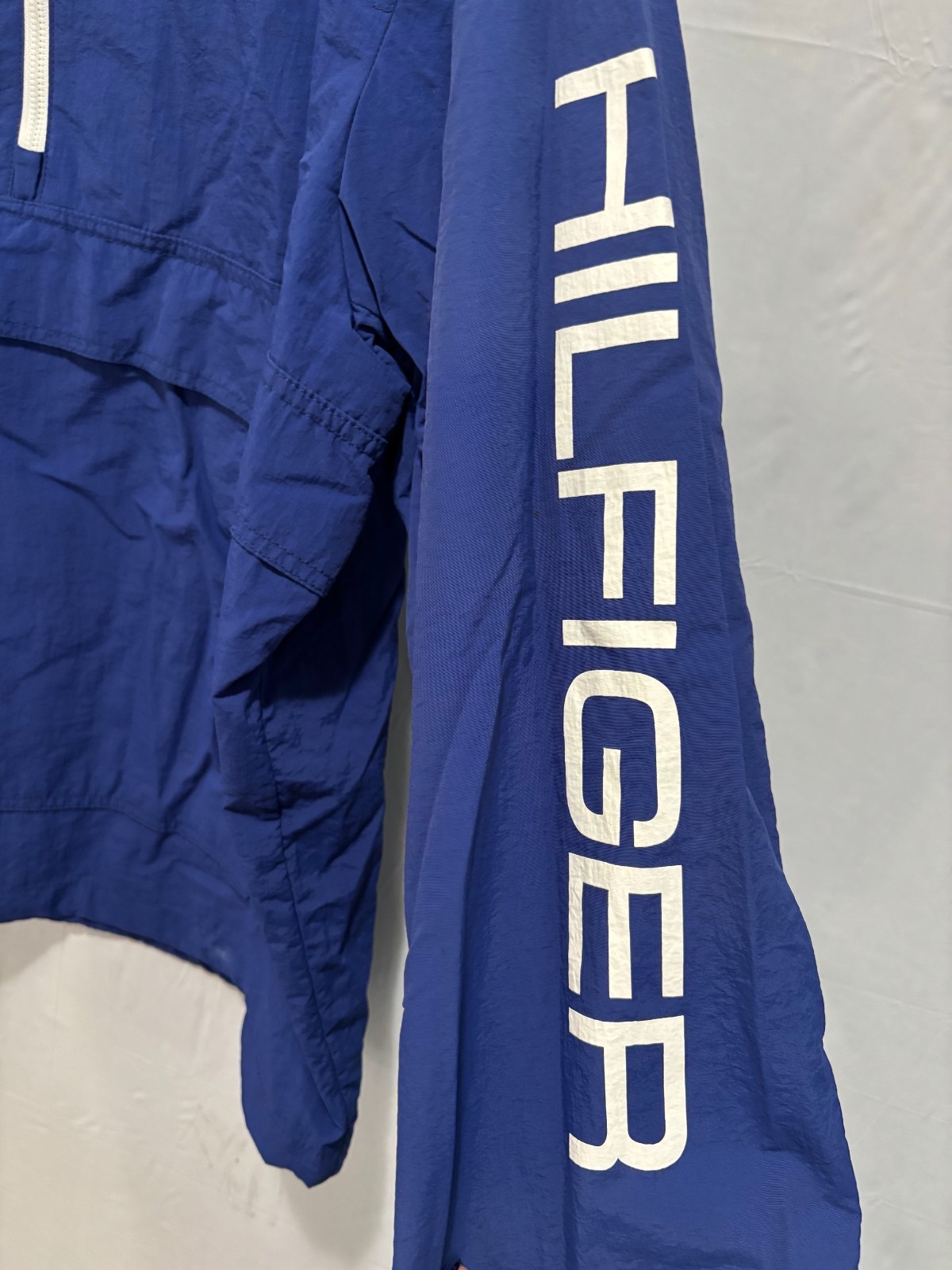 Tommy Hilfiger Taslan Hooded Windbreaker Jacket Mens Blue Lightweight Outdoor XL