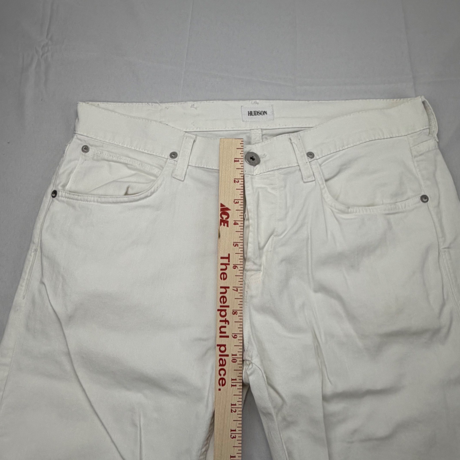 Hudson Byron Five Pocket Straight Jeans Mens 34 White Button Fly M255DLW
