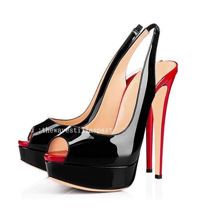 Women High Heels Pumps Peep Toe Platform Slingback Dress Party Shoes Size 4-20