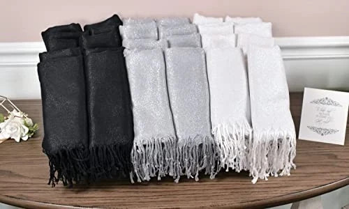 Sparkly Metallic Pashmina Shawl Wrap for Women – Elegant Scarf for Silver