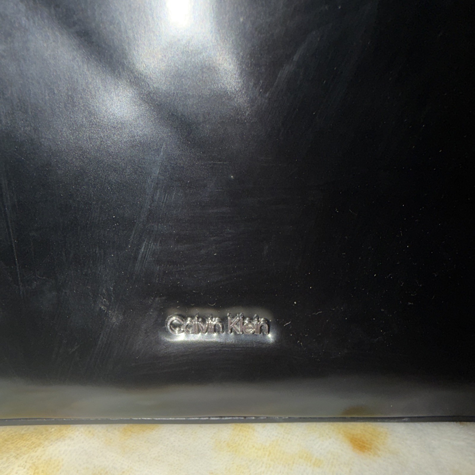 Vintage Calvin Klein Black Solid Shoulder Bag Zip Closure Silver Hardware