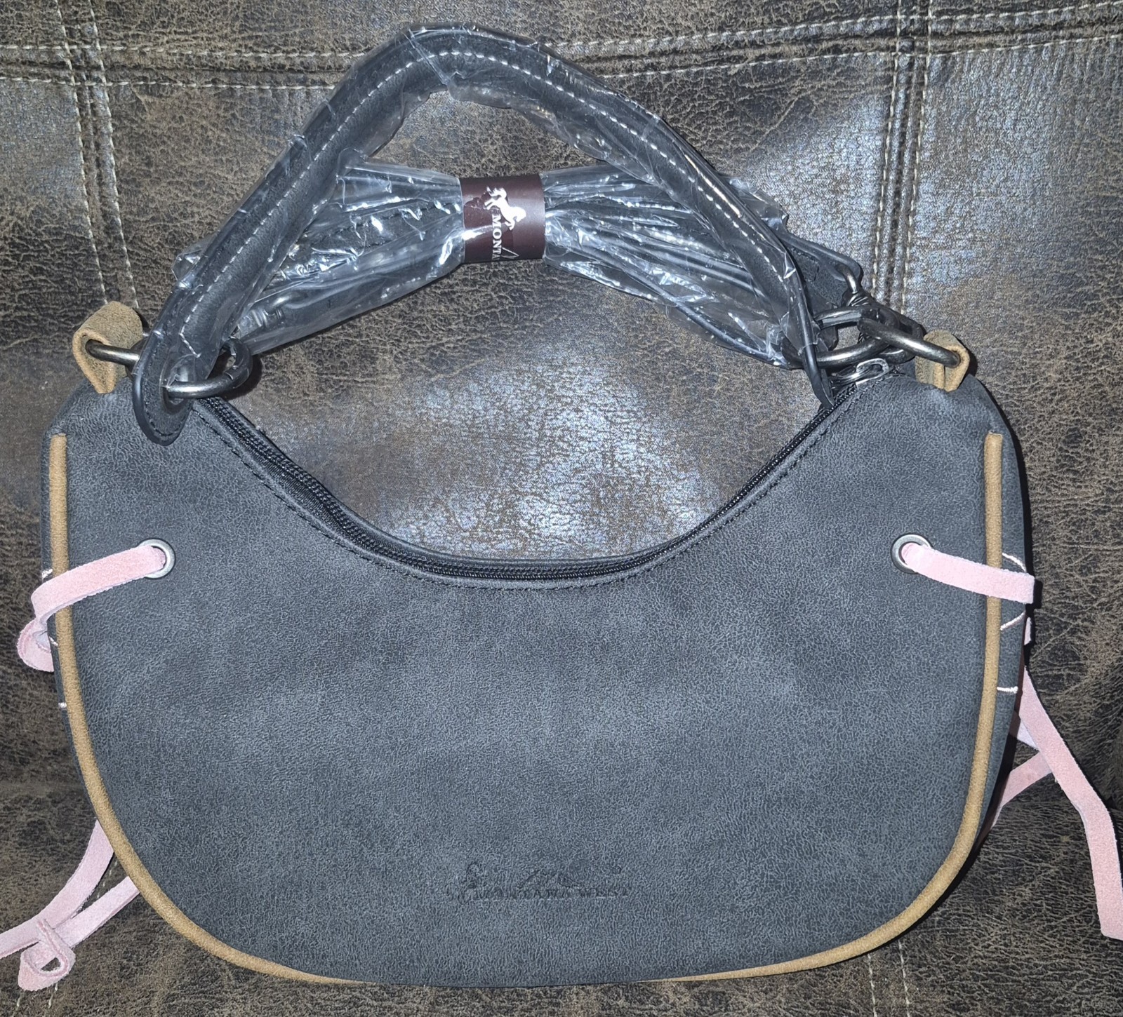Montana West Western Crescent Shoulder Bag Zip Top Laced Studded Concho