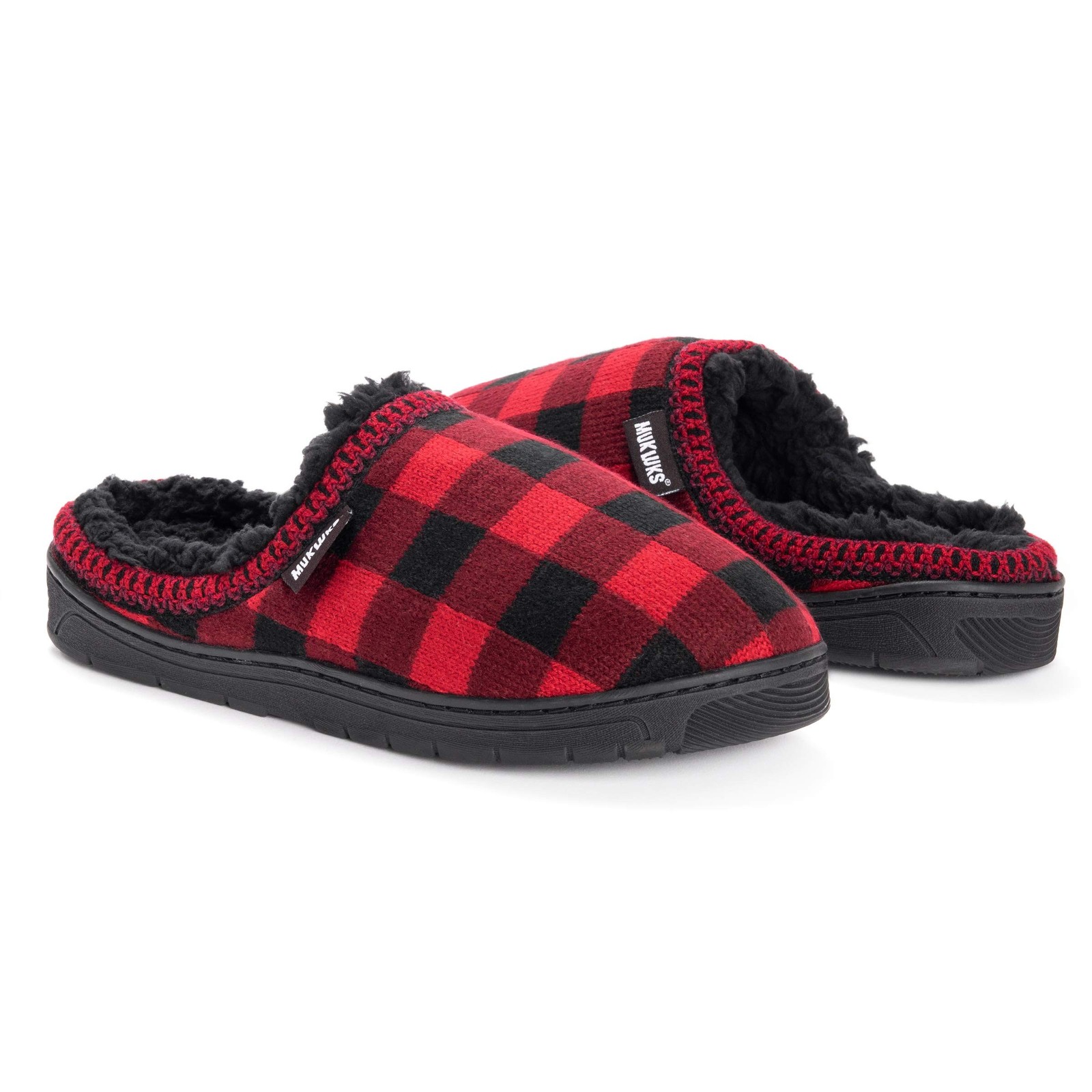 MUK LUKS Men’s Gabriel Clog Slippers Small Red/Black