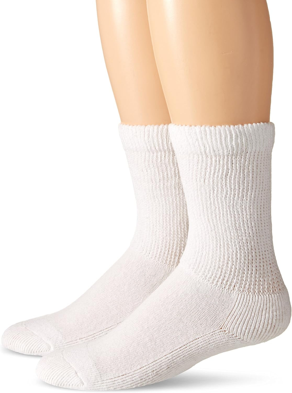 Men’S Diabetic Non-Binding Crew Socks 2 Pack Large, White