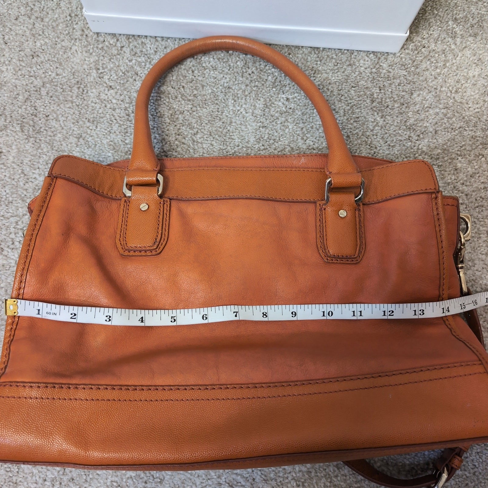 Leather Satchel Handbag Designer Orange Boho