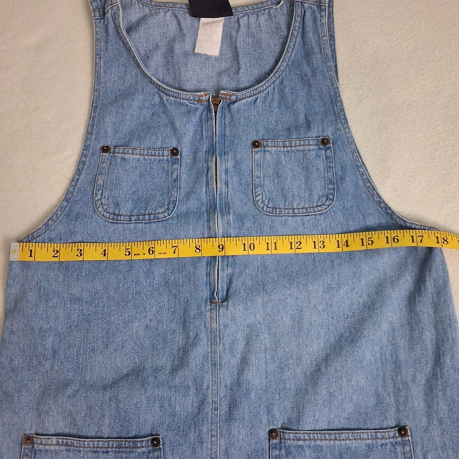 Denim Overall Pinafore Vintage Apron Style Jumper Dress Sleeveless Cottage S