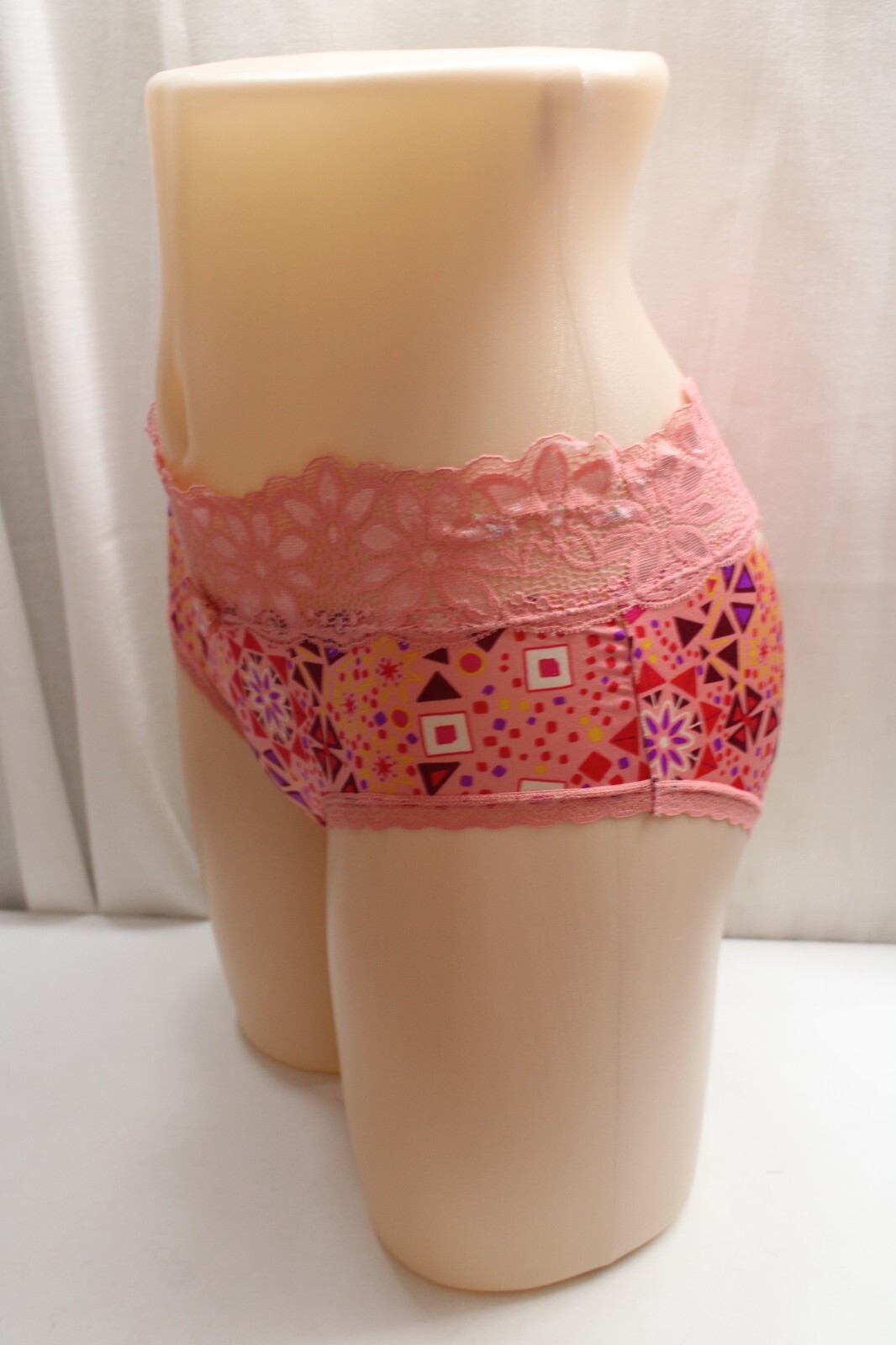 Nylon/Span ROSE Coral Pink Blue Purple Floral Lace Sheer sissy bikini panties M