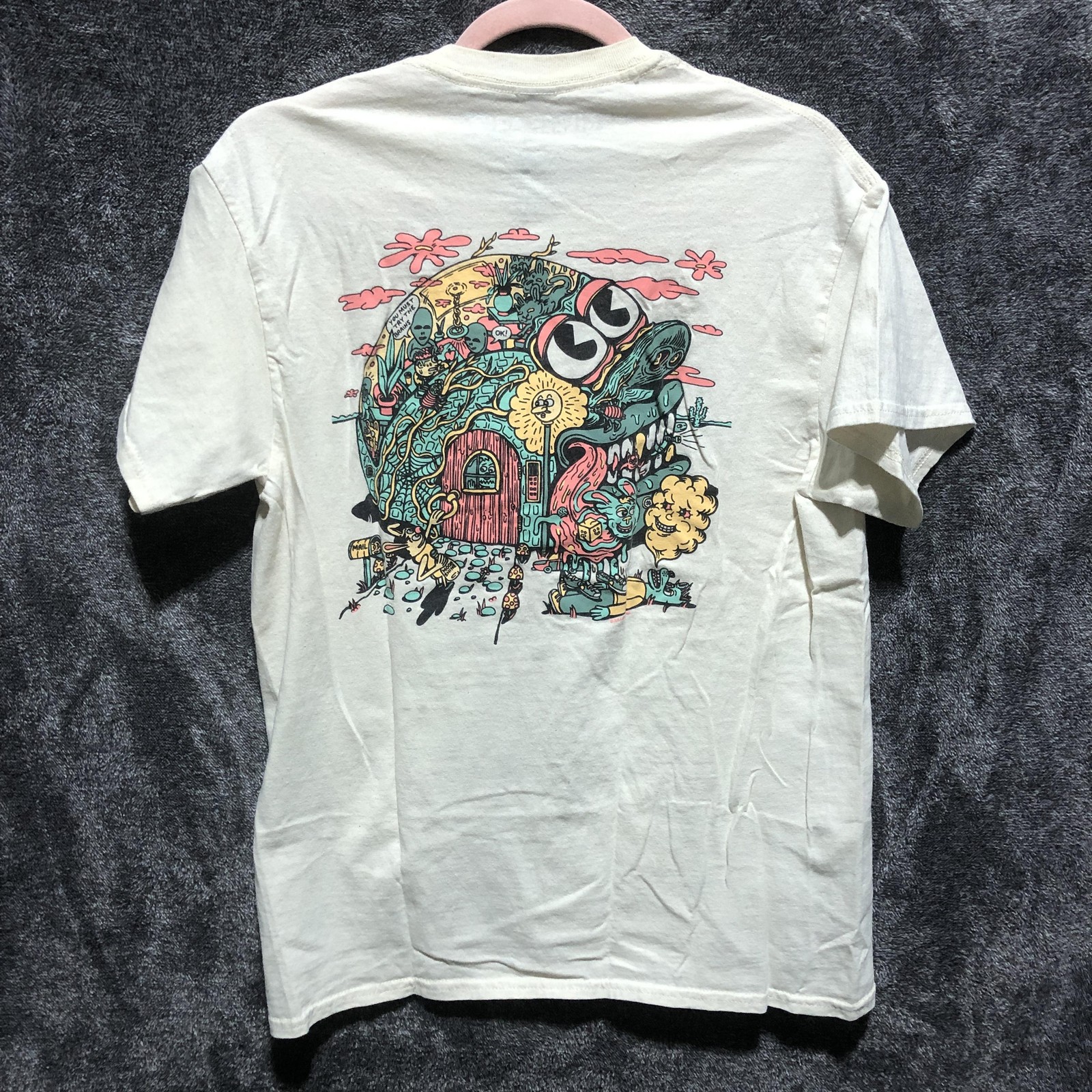 Killer Acid Shirt Mens M White Graphic Tee Tagless Crew Neck Cartoon Print