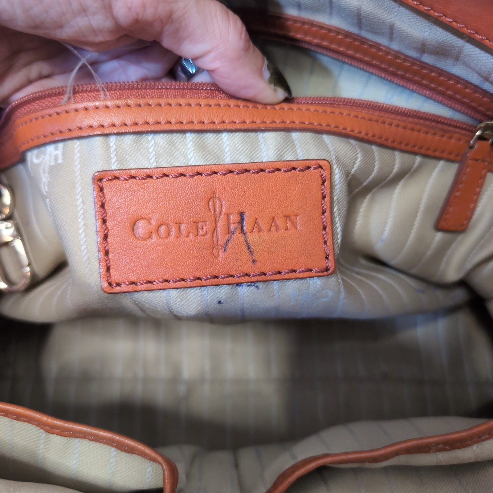 Leather Satchel Handbag Designer Orange Boho