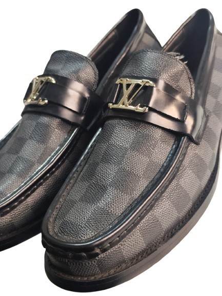 Louis Vuitton Damier Graphite LV Buckle Loafers Size 40 EU / 7 US Made in France