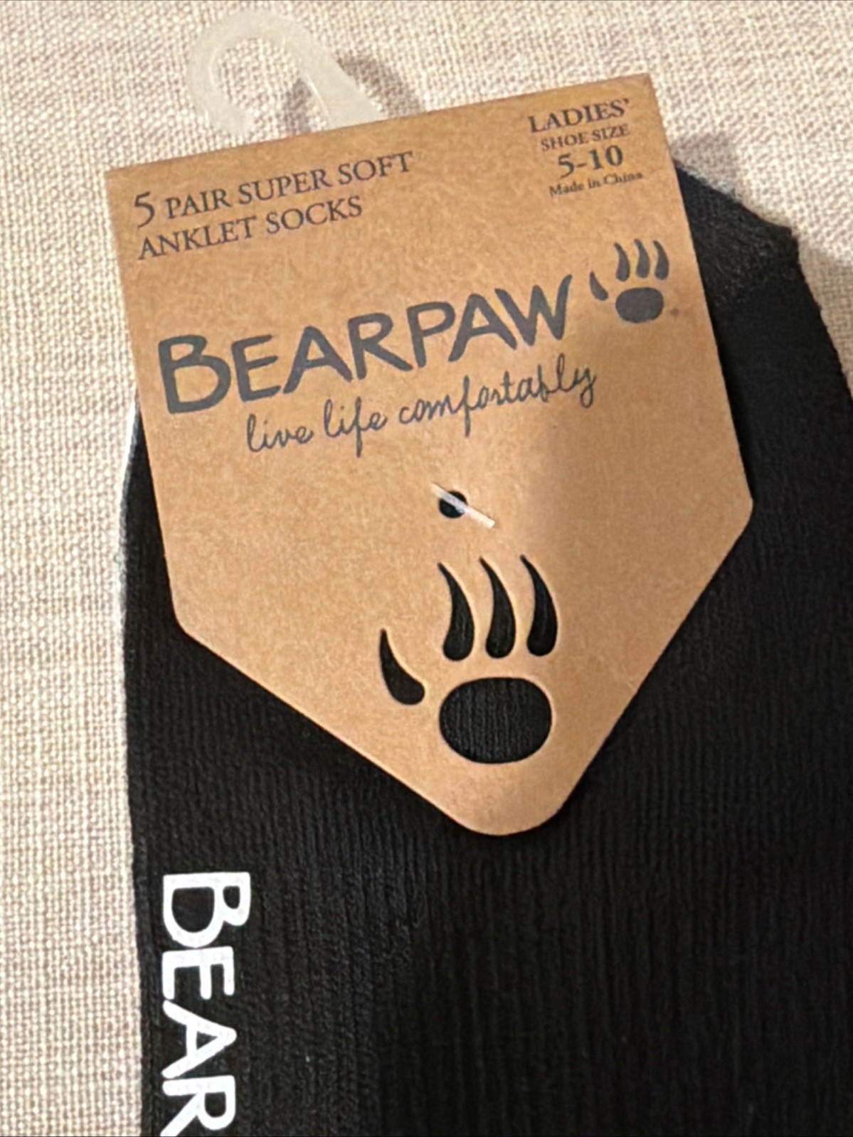 BEARPAW Super Soft Ruffle Support Anklet Socks Black/Grey/White – 5 Pair