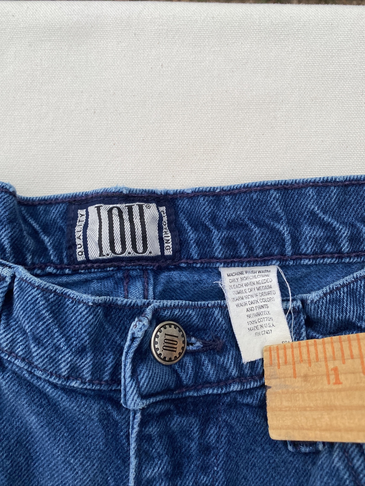 Vintage High Waisted Royal Blue Faded IOU Tapered Mom Jeans 30 W X 29 L Womens