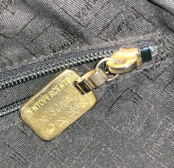 Vintage Moschino Redwall Black Nylon & Leather~Peace, Love,Anarchy, Happiness