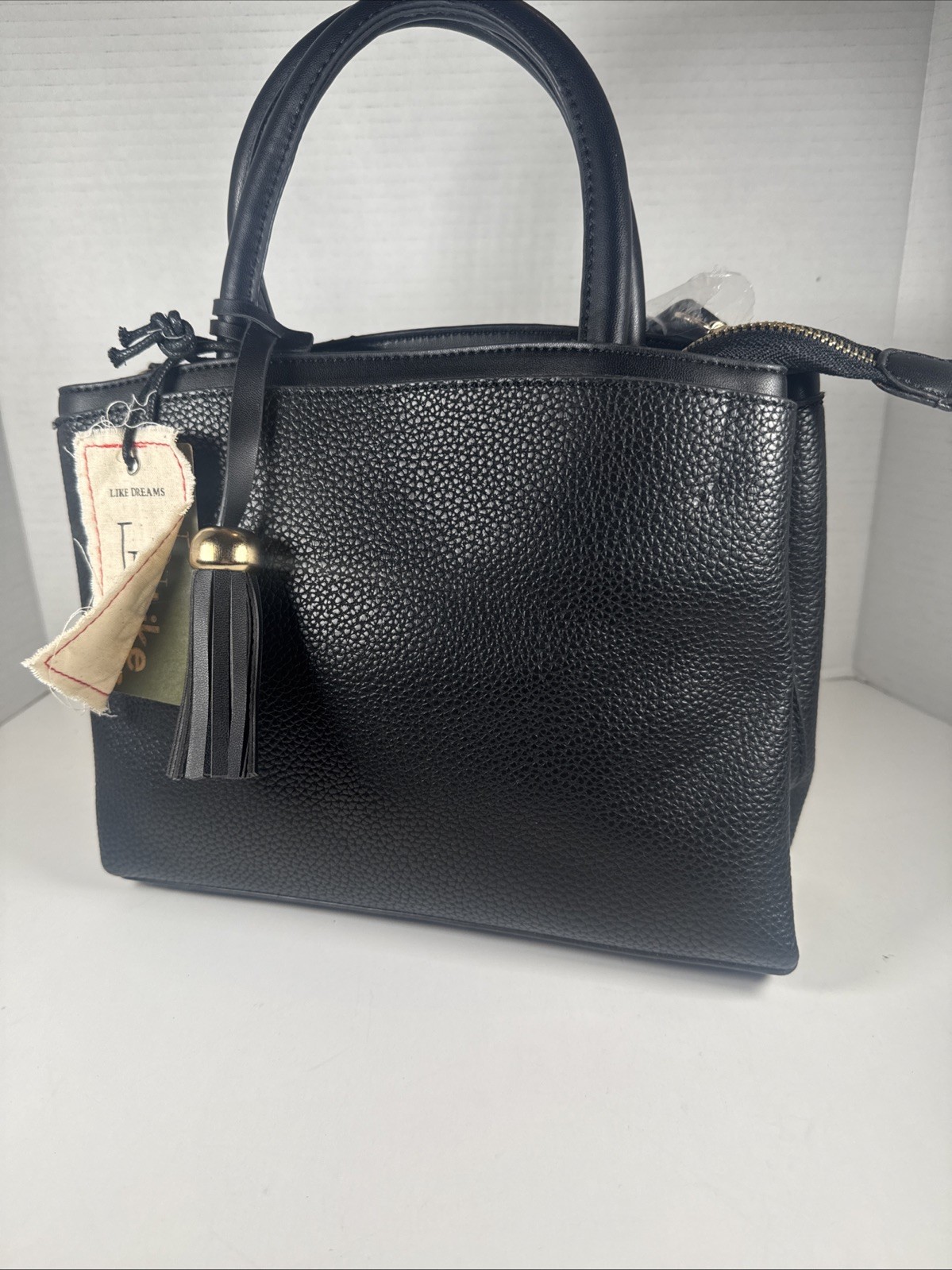 Like Dreams Brand Perfect Black Pebbled Vegan Leather Satchel NWT 10x7x3
