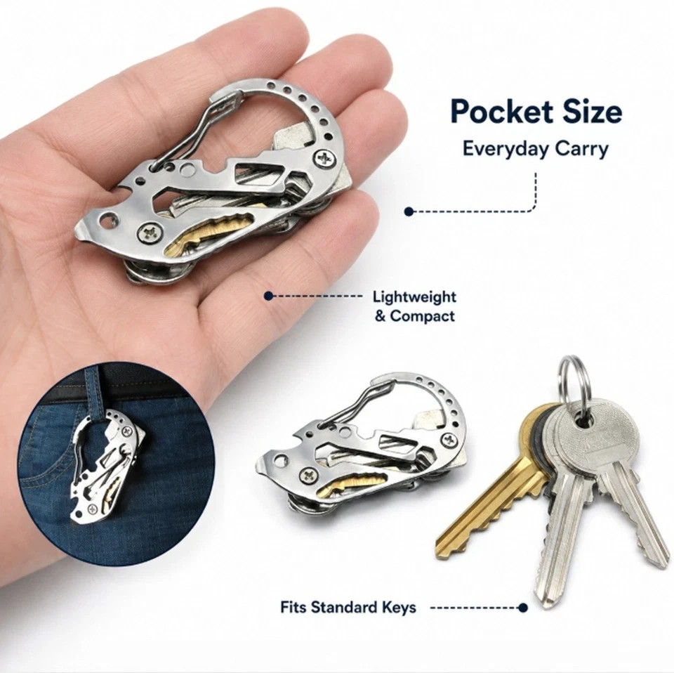 Heavy Duty Carabiner Keychain Clip EDC Belt Key Holder Outdoor Organizer