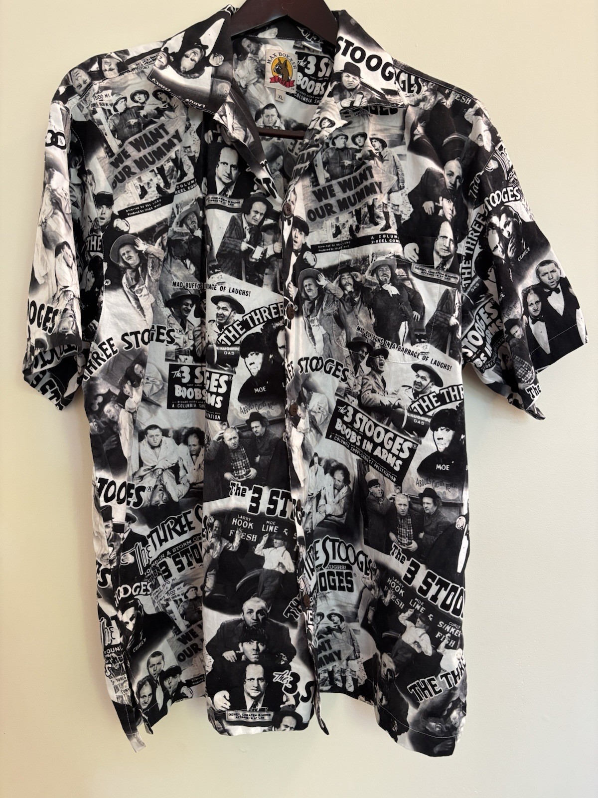 Max Boxxer USA Men’s Three Stooges Cotton Graphic Print Shirt XL Black/White