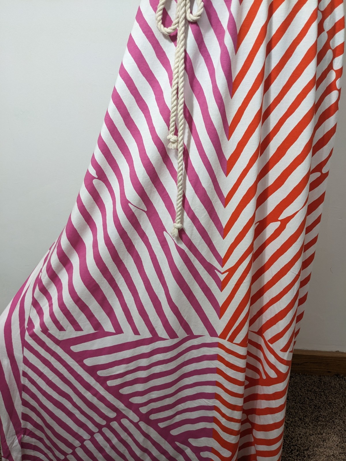 NWT LOFT Pink White Striped Sleeveless Maxi Dress Rope Belt Womens XS