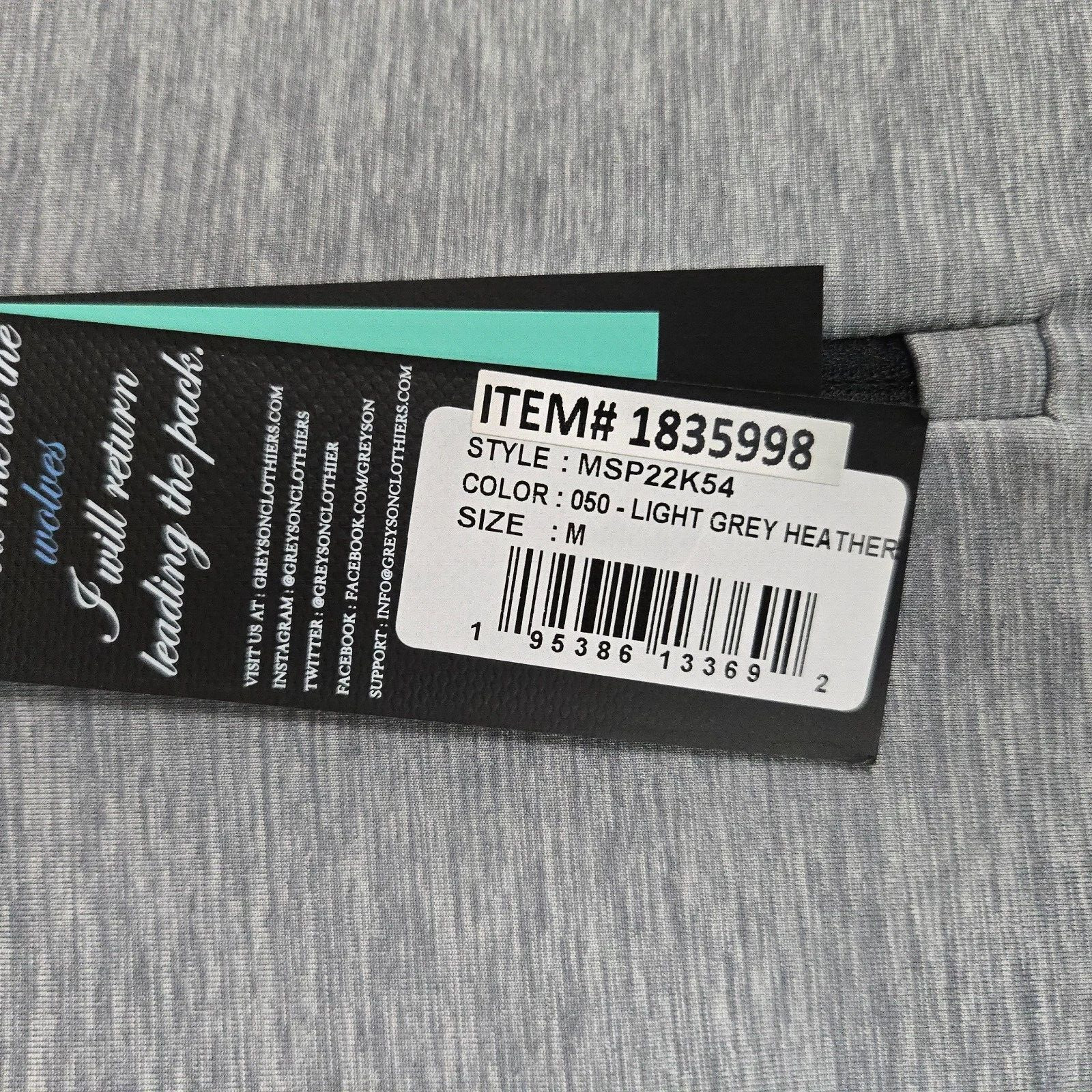 GREYSON NEW $148 Mens 1/4 Zip Medium Lightweight Wicking Brrr Fabric Golf Wolf