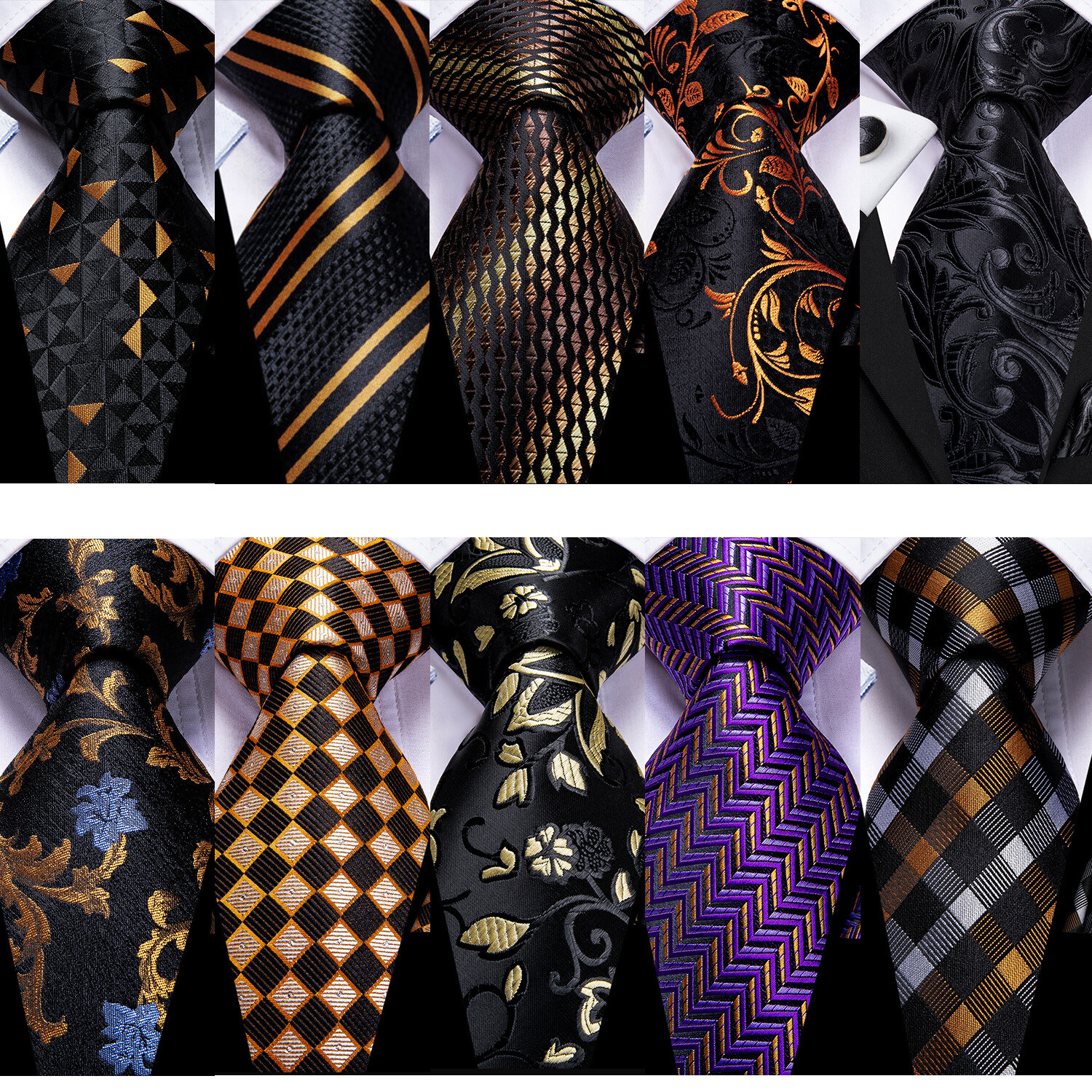 Mens Tie New Silk Lot Jacquard Paisley Solid Striped Necktie Hanky Cufflinks Set
