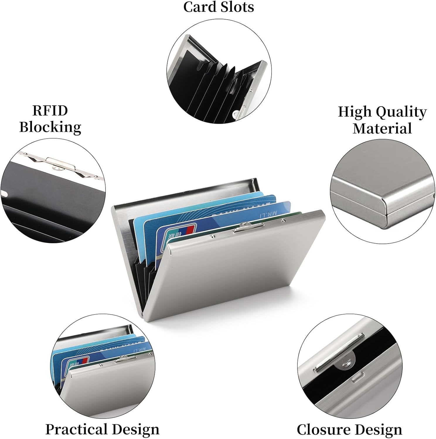 Stainless Steel Credit Card Wallet RFID Blocking Metal Case Pocket Business Card
