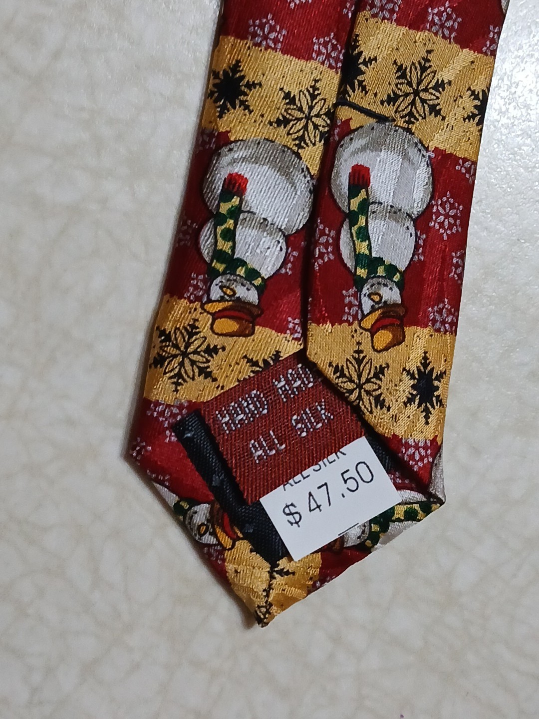 Museum Artifacts Silk Tie Christmas Snowmen Winter