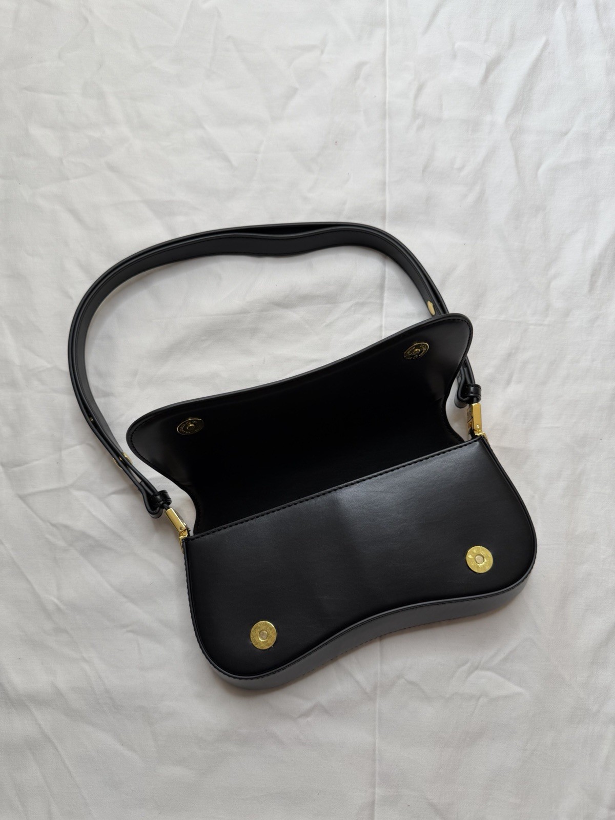 JW PEI Black Shoulder Bag Purse Gold Hardware Magnetic Closure Inner Pockets