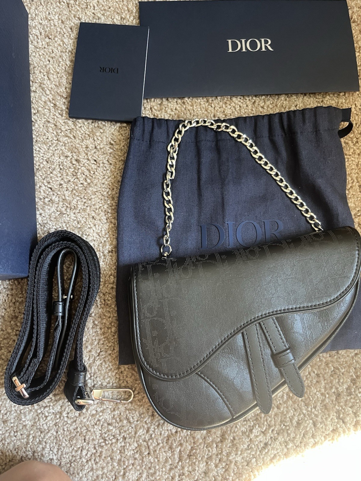 Dior Saddle Mini Galaxy Oblique Black Logo Pattern Men’s Crossbody Full Set