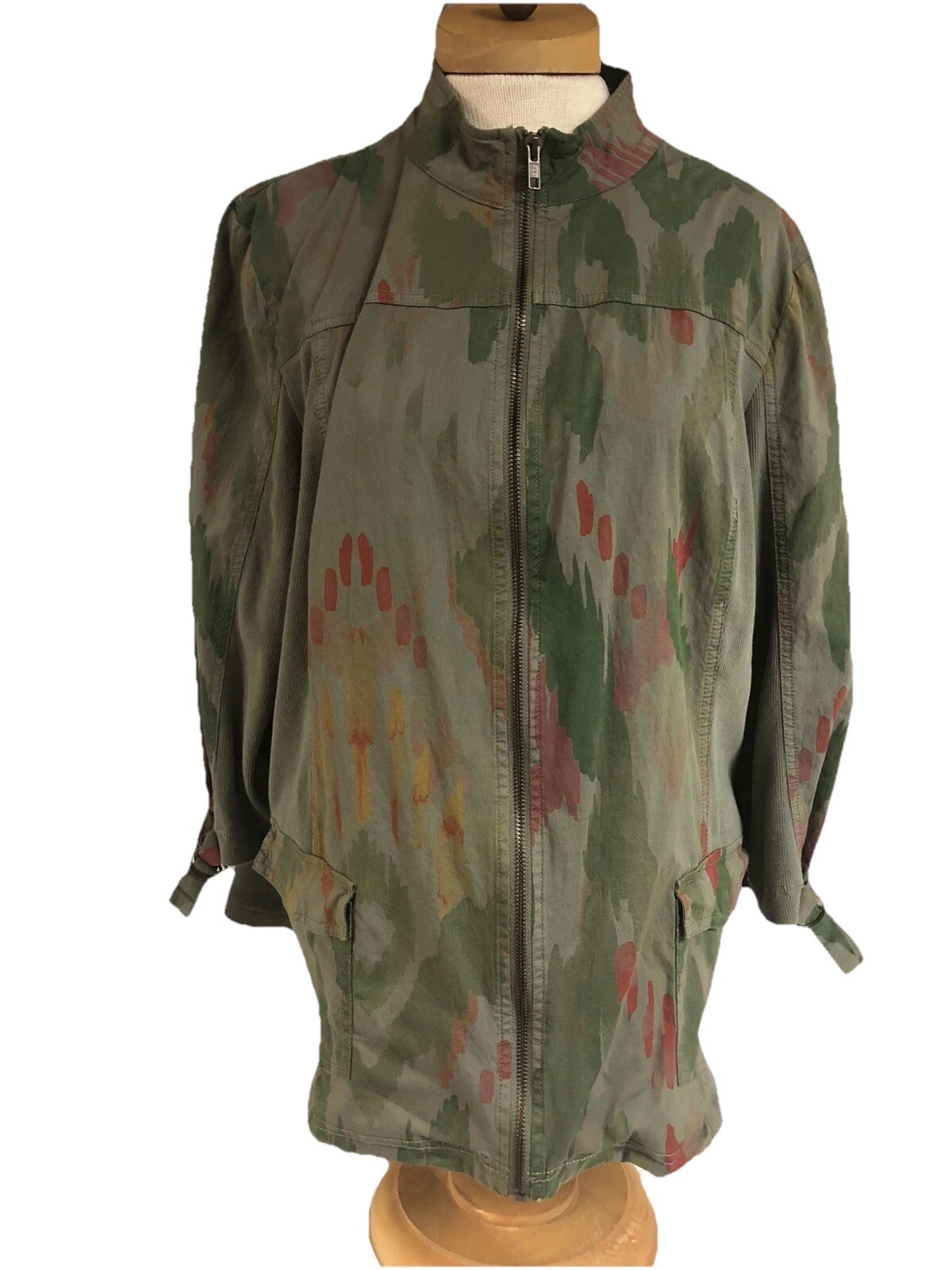 Chico’s 3 Womens Sage Green YKK zip front Lightweight jacket top Chicos size XL