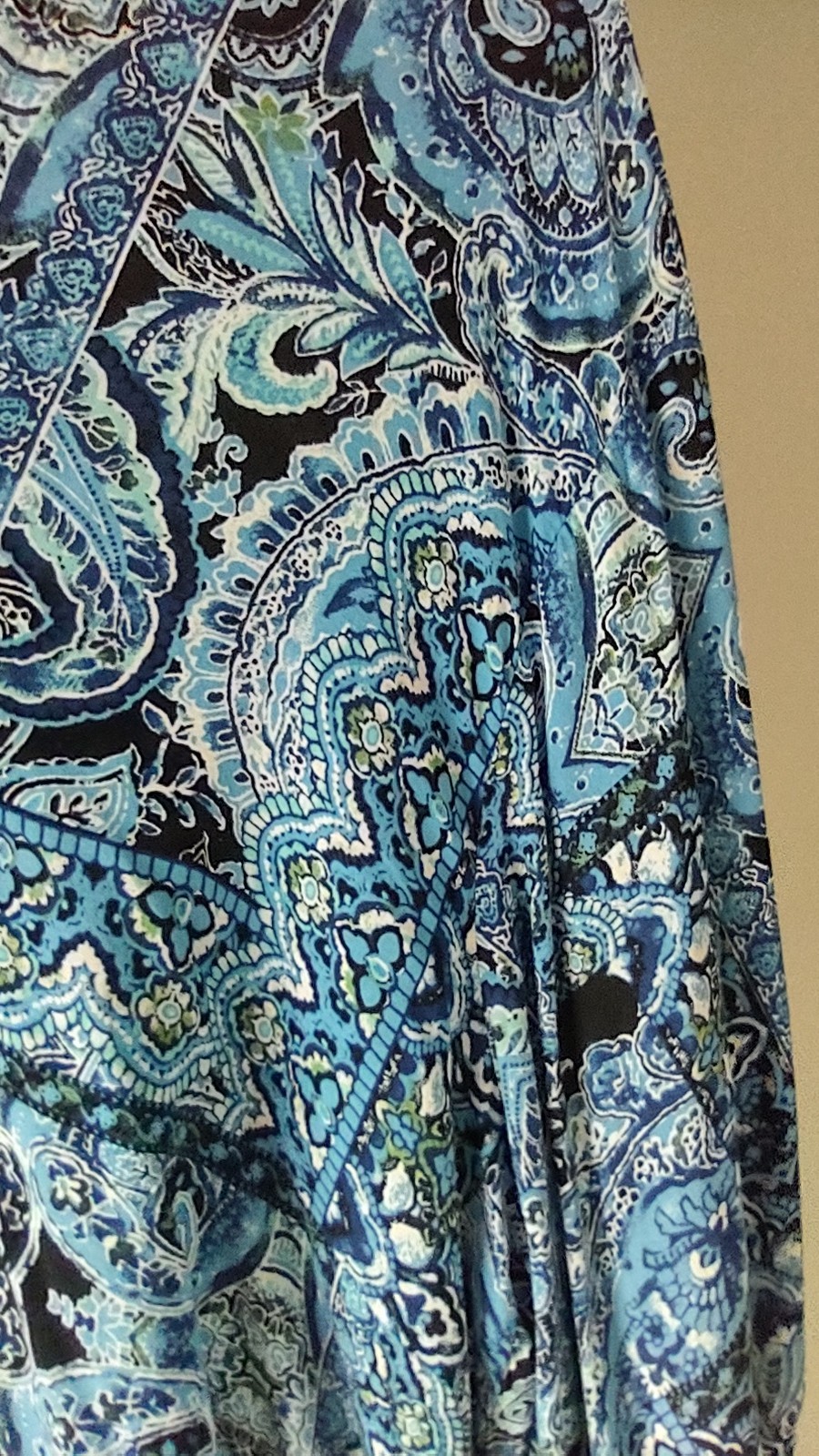 Just Polly New York Blue Paisley Rayon V-Neck 3/4 Sleeve Blouse XS