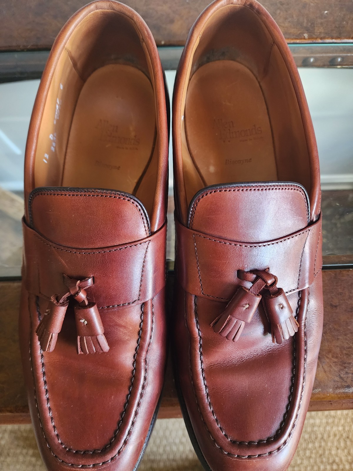 Allen Edmonds Biscayne 2634 Tassel Loafers Brown 12D made in USA