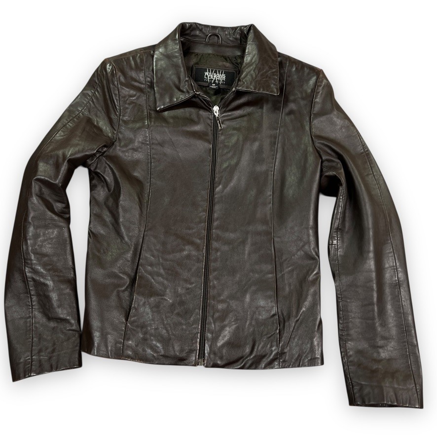 Wilsons Pelle Studio Leather Jacket Mens Medium Brown Full Zip Moto Bomber Race