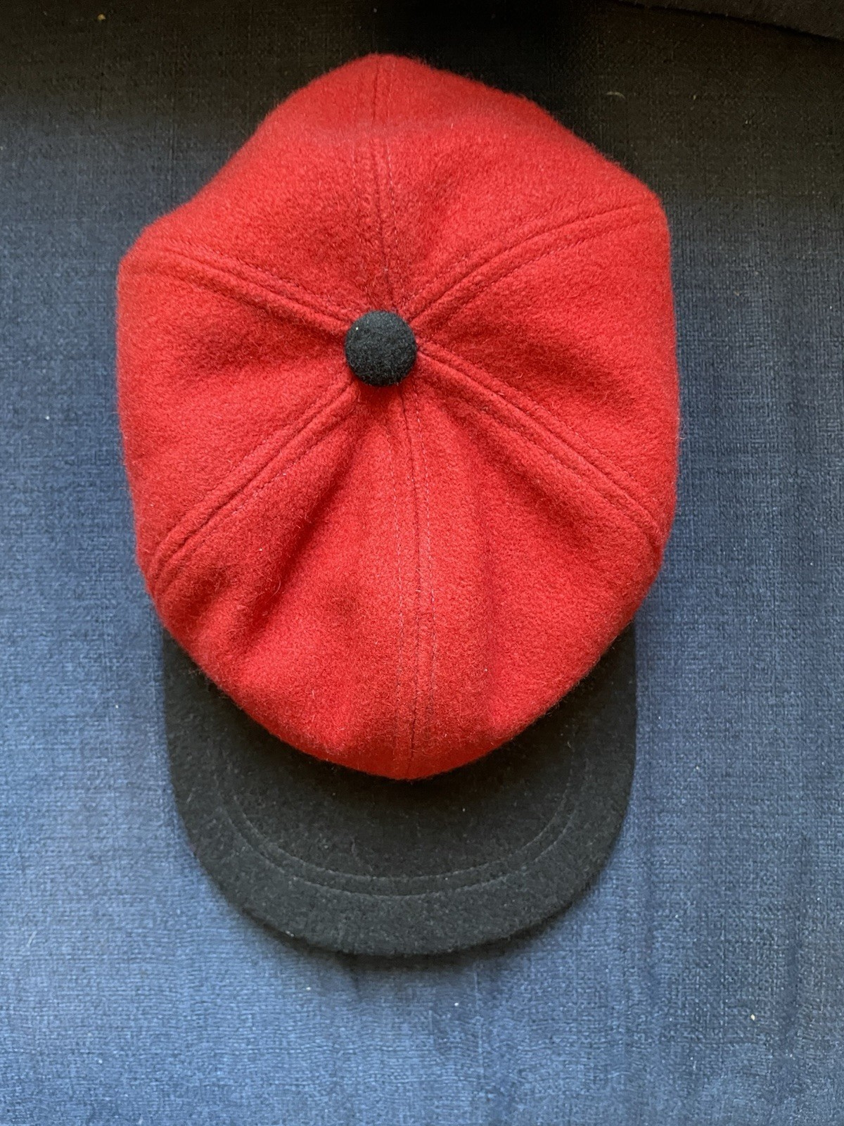 Vintage Red Wool Baseball Hat 7 1/2-7 5/8 Made In The USA