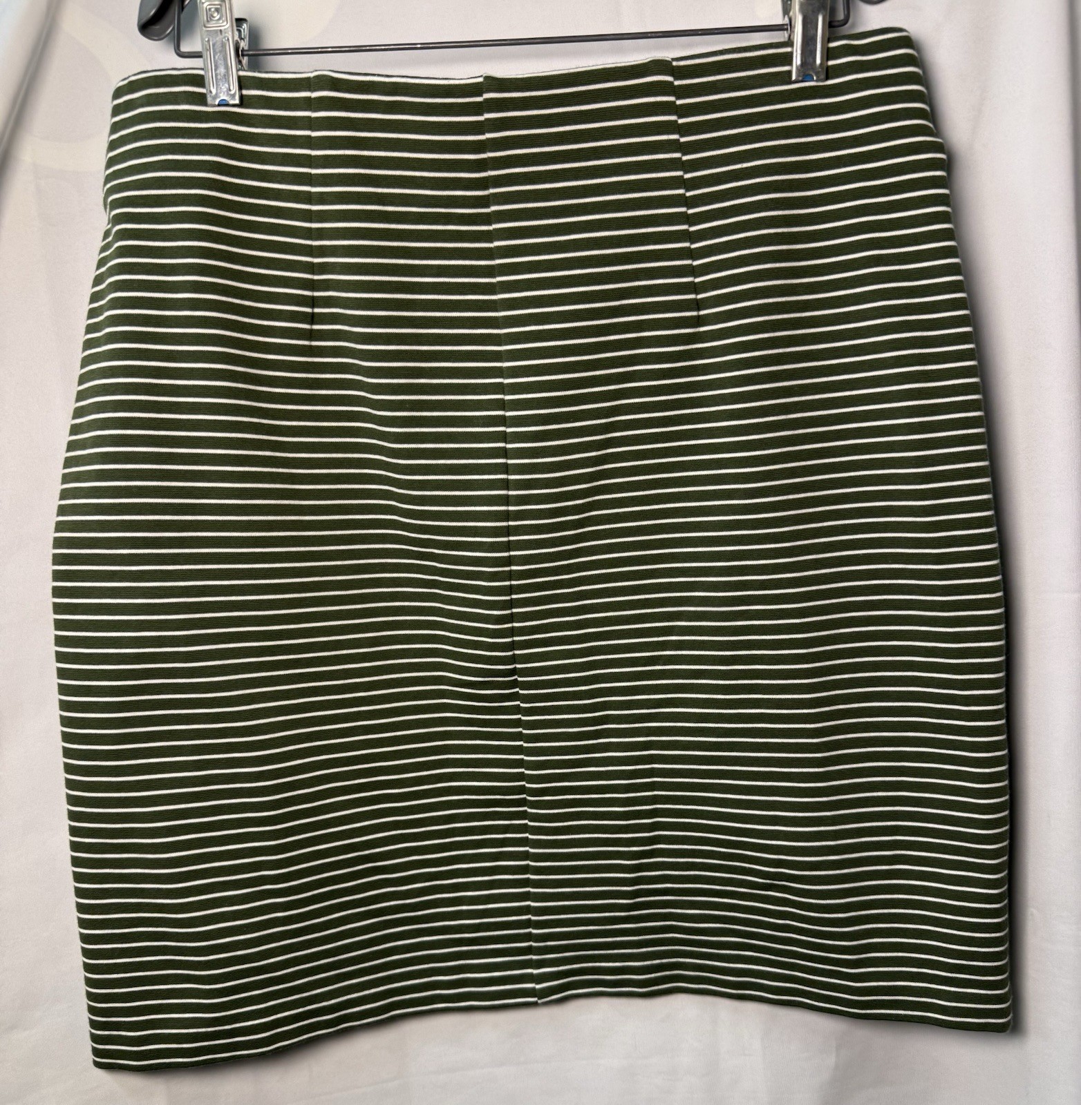 Old Navy Green and White Striped Stretchy Pull On Pencil Skirt
