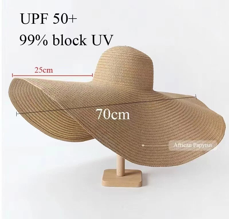 25CMBig hat brim Women’s Summer Floppy Folding Wide Brim Cap Sun Straw Beach Hat