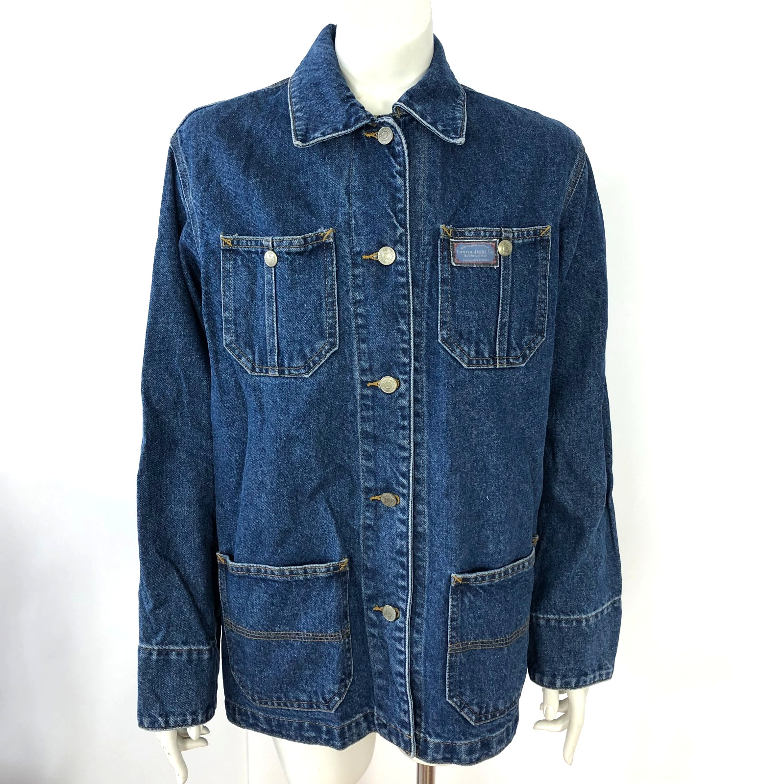 Lauren Jeans Co. PS Petite Small Chore Coat Barn Country Denim Jacket Blue MINT