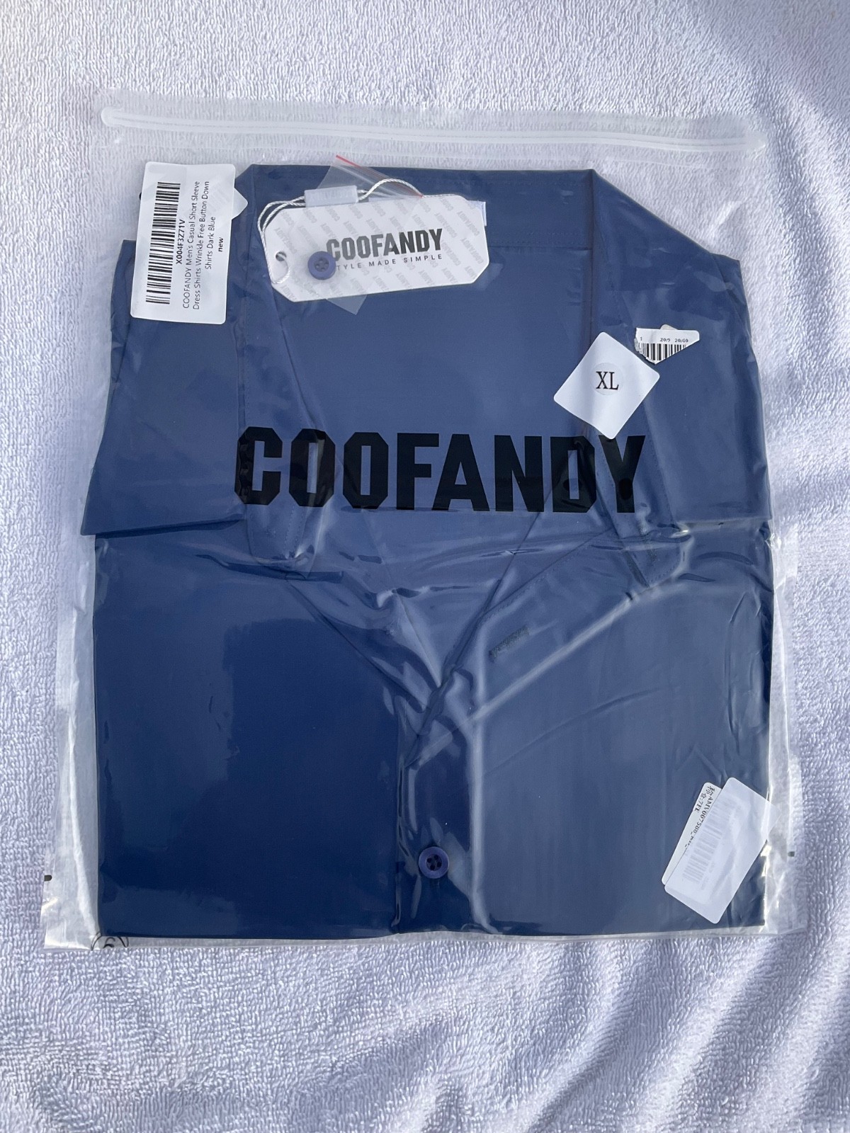 Coofandy Shirt Men’s XL Blue Short Sleeve Pocket Button Up