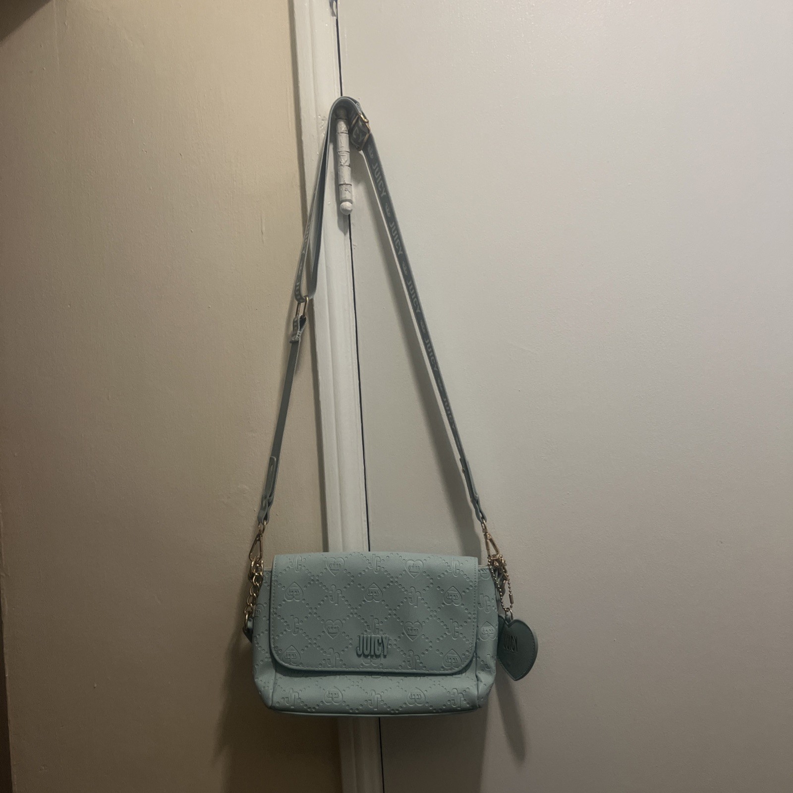 Juicy Couture Embossed Monogram Flap Crossbody Small Bag