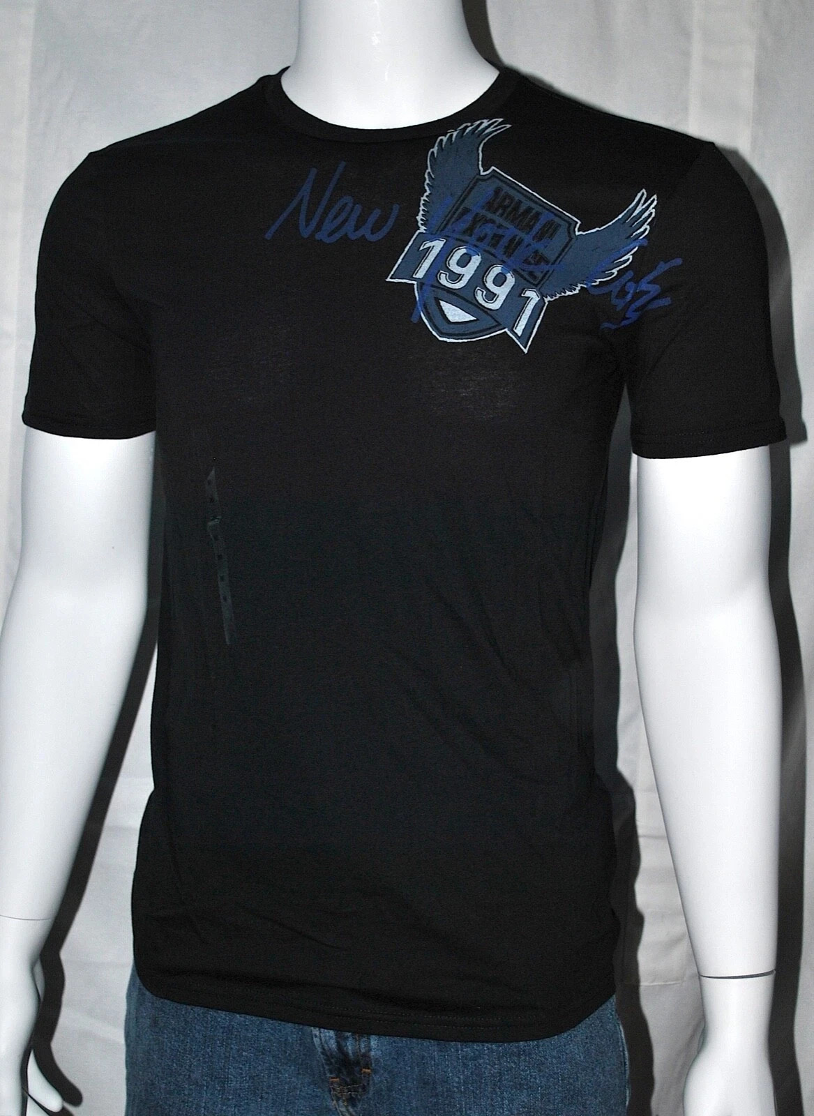 Armani Exchange T Shirt Men Eagle Black M Medium RARE Vintage NWT