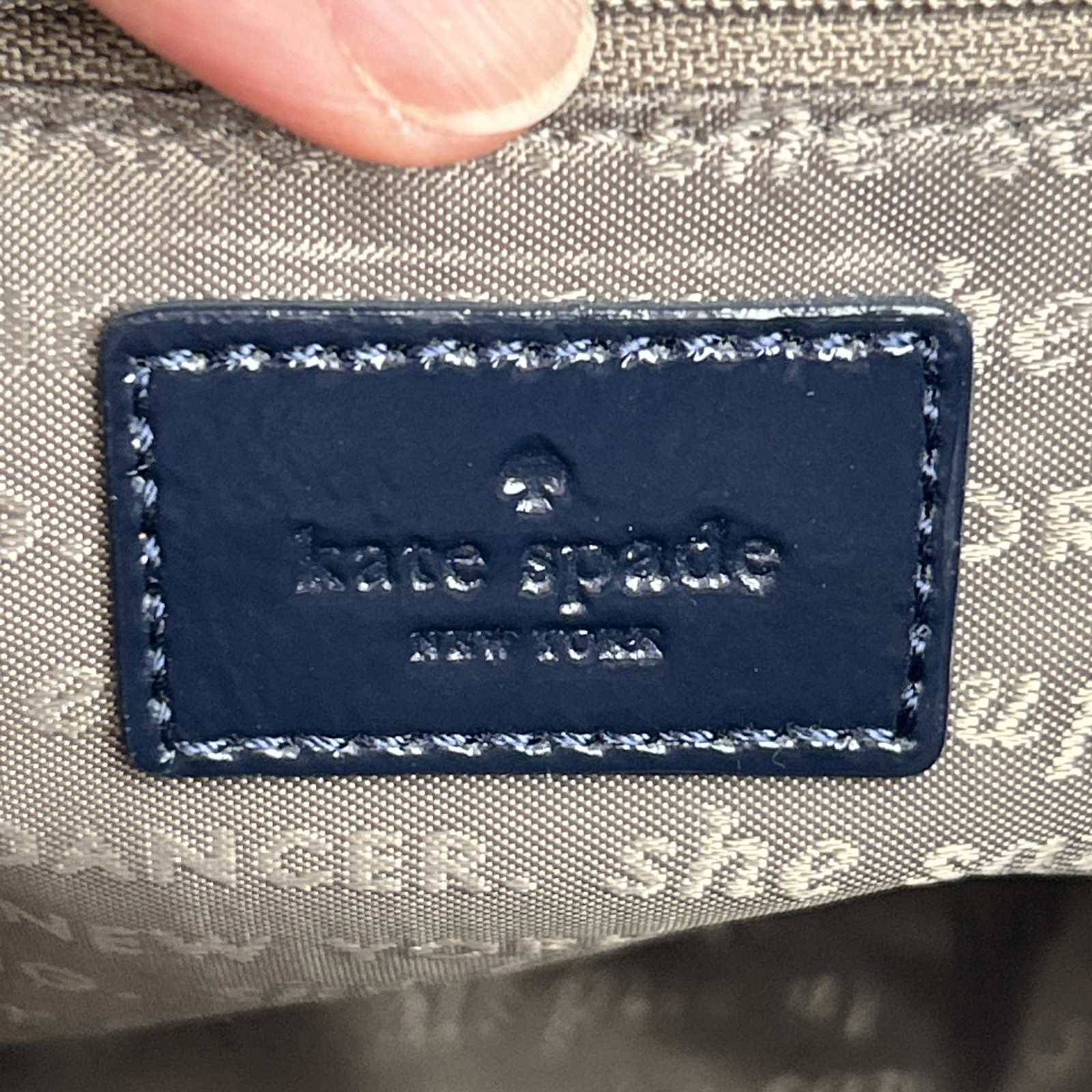 Kate Spade Nylon Crossbody Purse Navy & Taupe with Navy Leather Adjustable Strap
