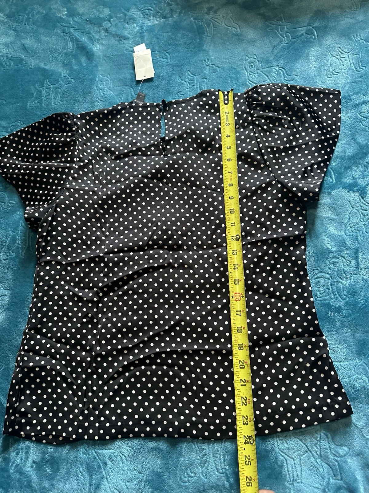 J.CREW Black/White Polka Dot Puff Short Sleeve Round Neck Blouse Women’s 8