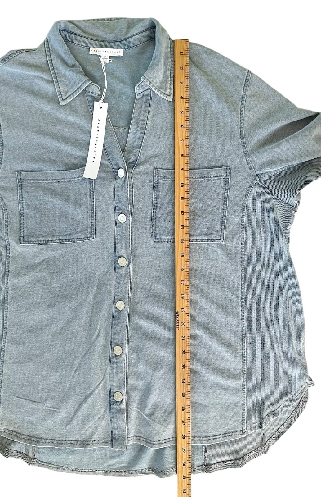 Jane & Delancey Women’s Button Down Shirt Top Denim Look Plus Size 2X Navy